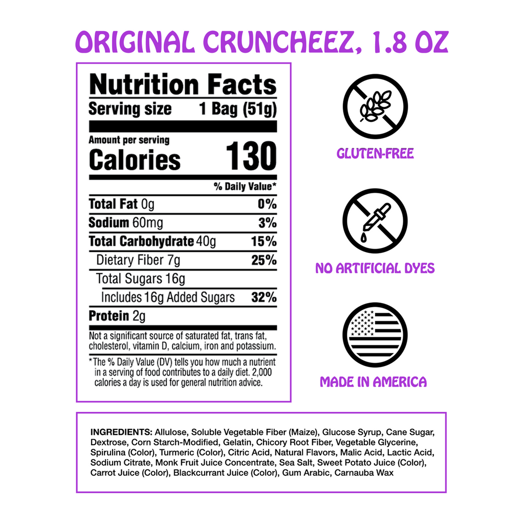 Original Cruncheez Gummy Candy: GF, Prebiotics, Low Sugar