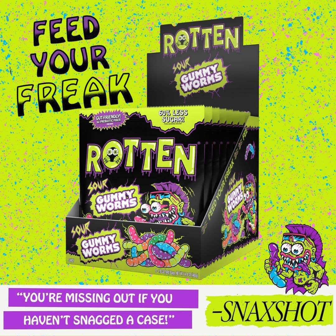 Sour Gummy Worms Candy: GF, Prebiotics, Low Sugar